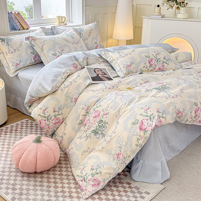 91家纺网 家纺一手货源 找家纺 宇彬家纺 2026新款13070A类全棉纯棉印花单被套被套单件-一字绣工艺款系列 一字绣 琉璃如梦