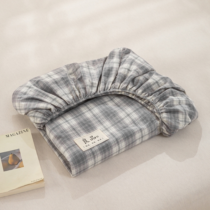 91家纺网 家纺一手货源 找家纺 恋人优选 2026新款全棉纯棉水洗棉单床笠床笠单件 格韵灰（有标款）