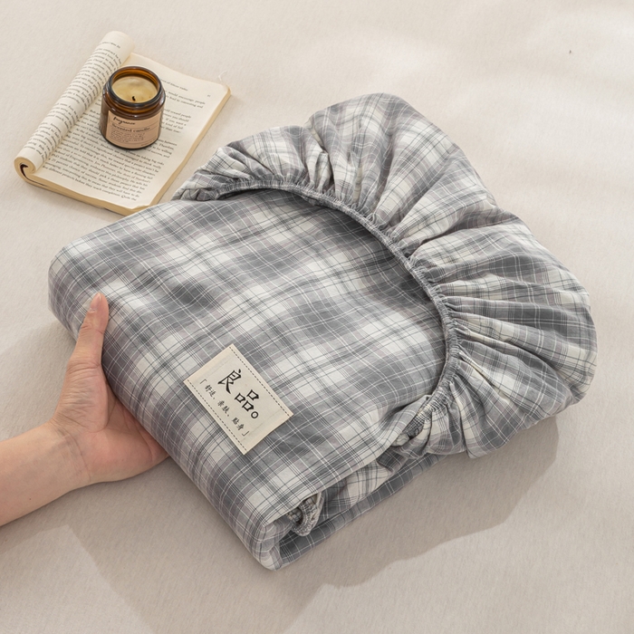 91家纺网 家纺一手货源 找家纺 恋人优选 2026新款全棉纯棉水洗棉单床笠床笠单件 格韵灰（有标款）