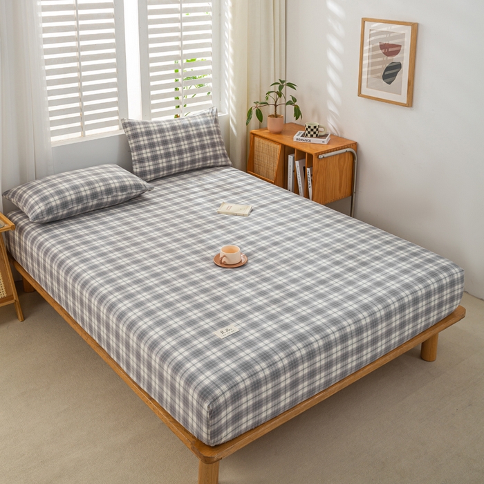 91家纺网 家纺一手货源 找家纺 恋人优选 2026新款全棉纯棉水洗棉单床笠床笠单件 格韵灰（有标款）