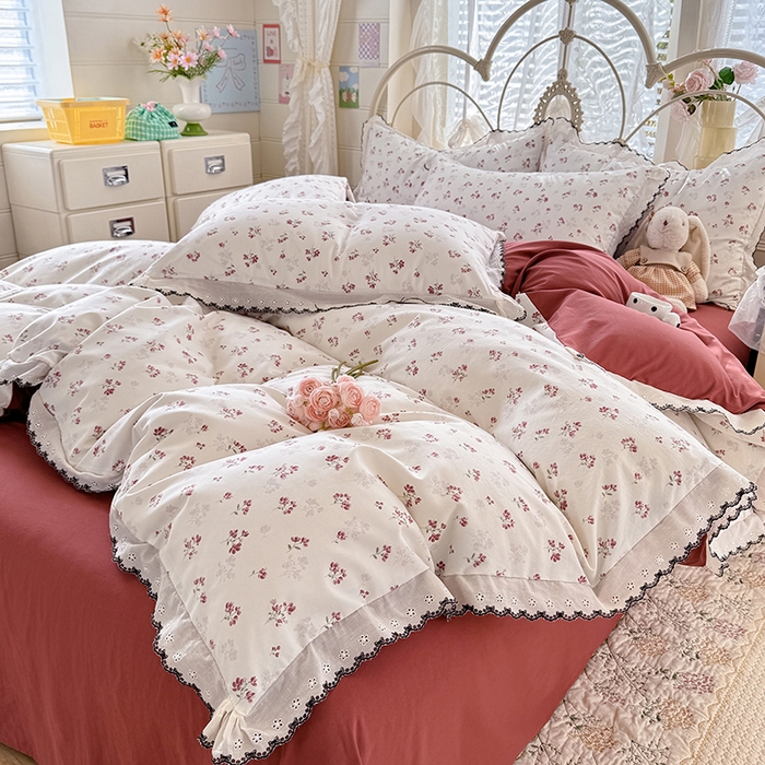 91家纺网 家纺一手货源 找家纺 乐窝家纺仓储 2026新款古法水洗云感棉印花四件套 古法-花影如梦