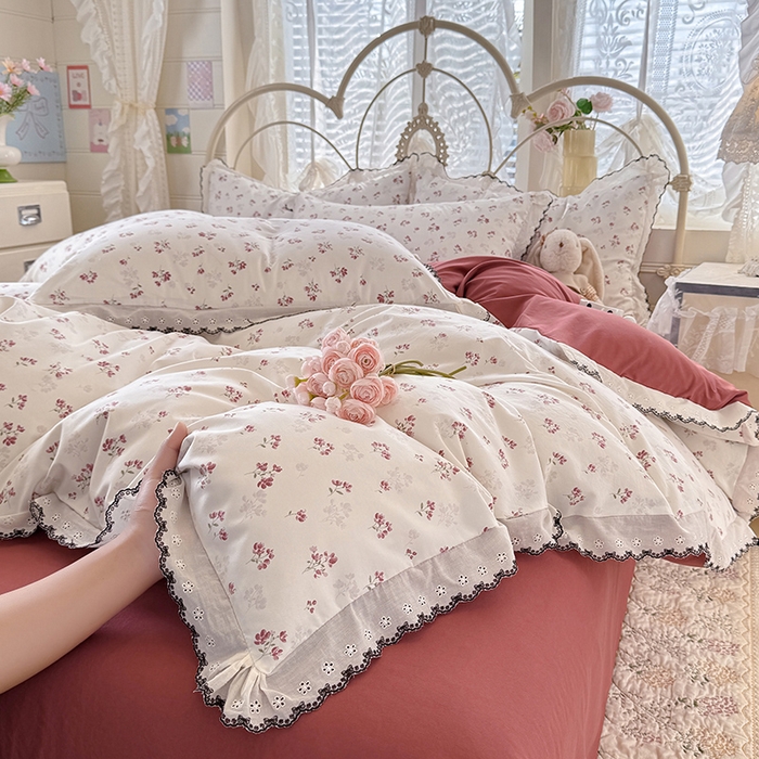 91家纺网 家纺一手货源 找家纺 乐窝家纺仓储 2026新款古法水洗云感棉印花四件套 古法-花影如梦