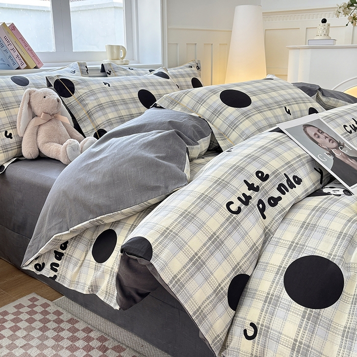 宇彬家纺 2026新款13070A类全棉纯棉印花单被套被套单件-一字绣工艺款系列 一字绣 琉璃熊猫
