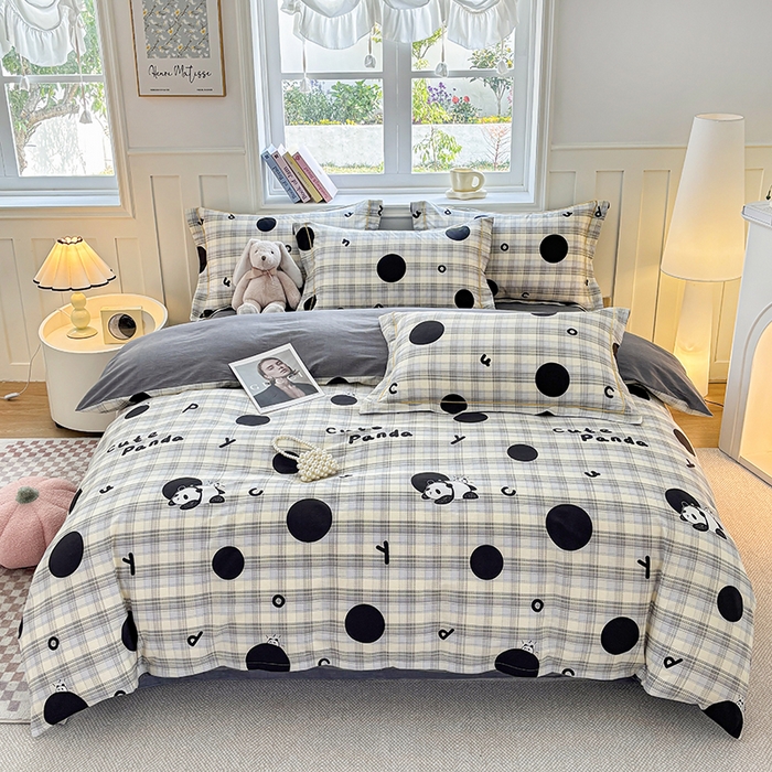 91家纺网 家纺一手货源 找家纺 宇彬家纺 2026新款13070A类全棉纯棉印花单被套被套单件-一字绣工艺款系列 一字绣 琉璃熊猫