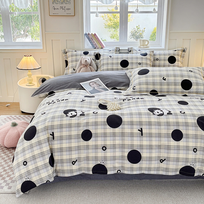 91家纺网 家纺一手货源 找家纺 宇彬家纺 2026新款13070A类全棉纯棉印花单被套被套单件-一字绣工艺款系列 一字绣 琉璃熊猫