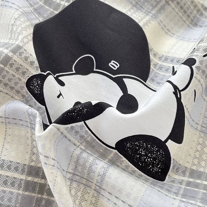 91家纺网 家纺一手货源 找家纺 宇彬家纺 2026新款13070A类全棉纯棉印花单被套被套单件-一字绣工艺款系列 一字绣 琉璃熊猫