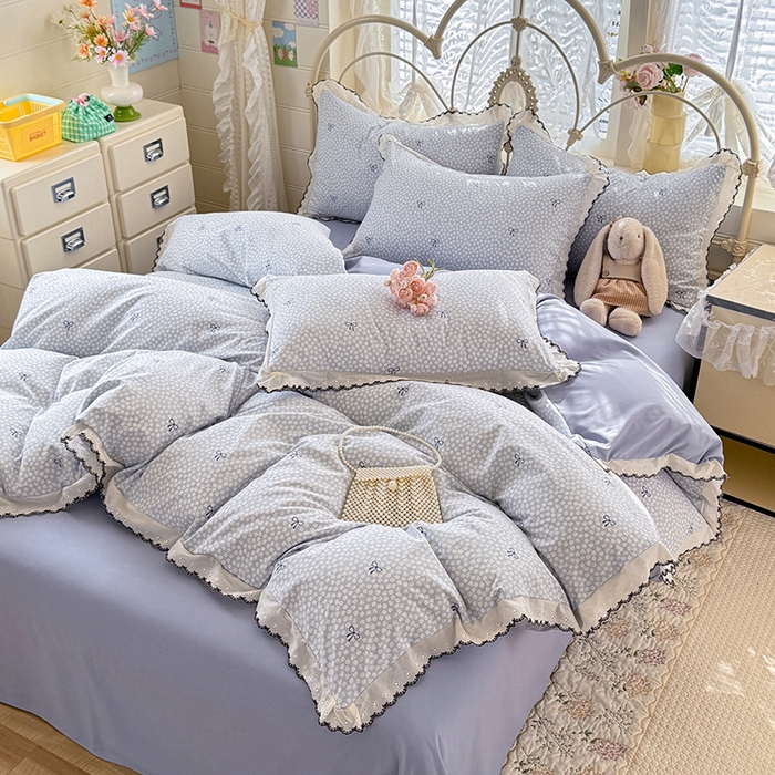 91家纺网 家纺一手货源 找家纺 乐窝家纺仓储 2026新款古法水洗云感棉印花四件套 古法-蓝调星芒