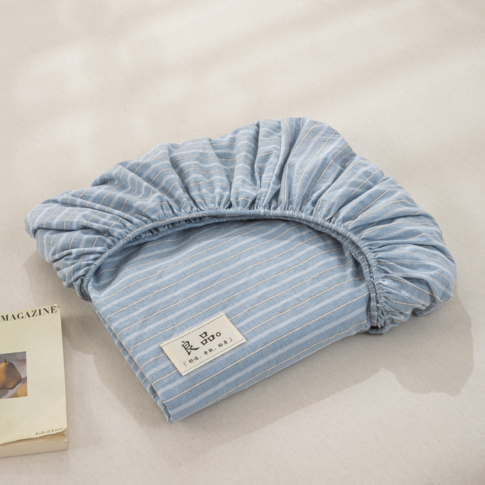 91家纺网 家纺一手货源 找家纺 恋人优选 2026新款全棉纯棉水洗棉单床笠床笠单件 简希蓝条（有标款）