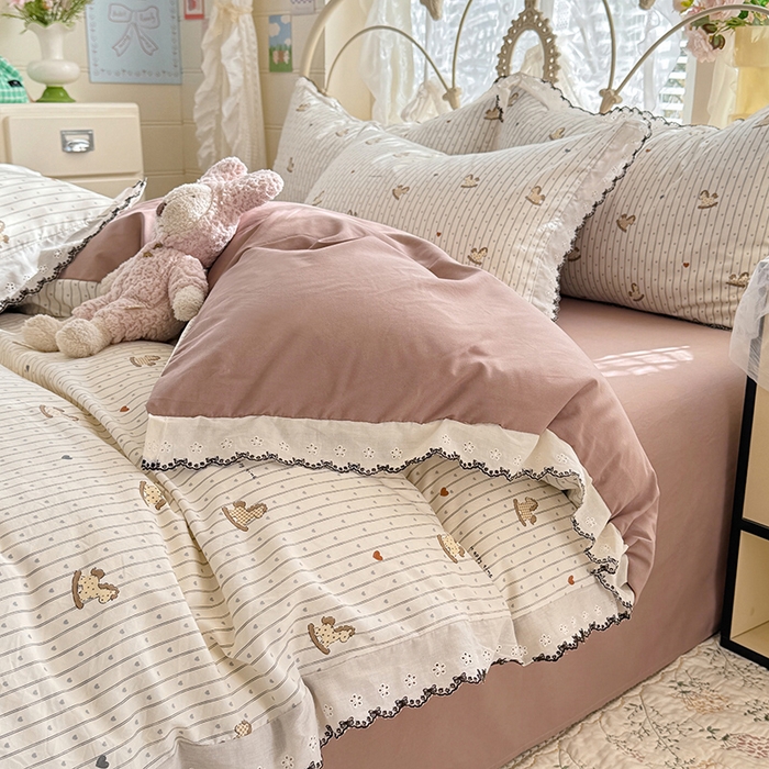 91家纺网 家纺一手货源 找家纺 乐窝家纺仓储 2026新款古法水洗云感棉印花四件套 古法-木马乐园