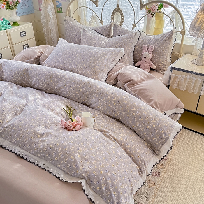 91家纺网 家纺一手货源 找家纺 乐窝家纺仓储 2026新款古法水洗云感棉印花四件套 古法-浅黄云絮