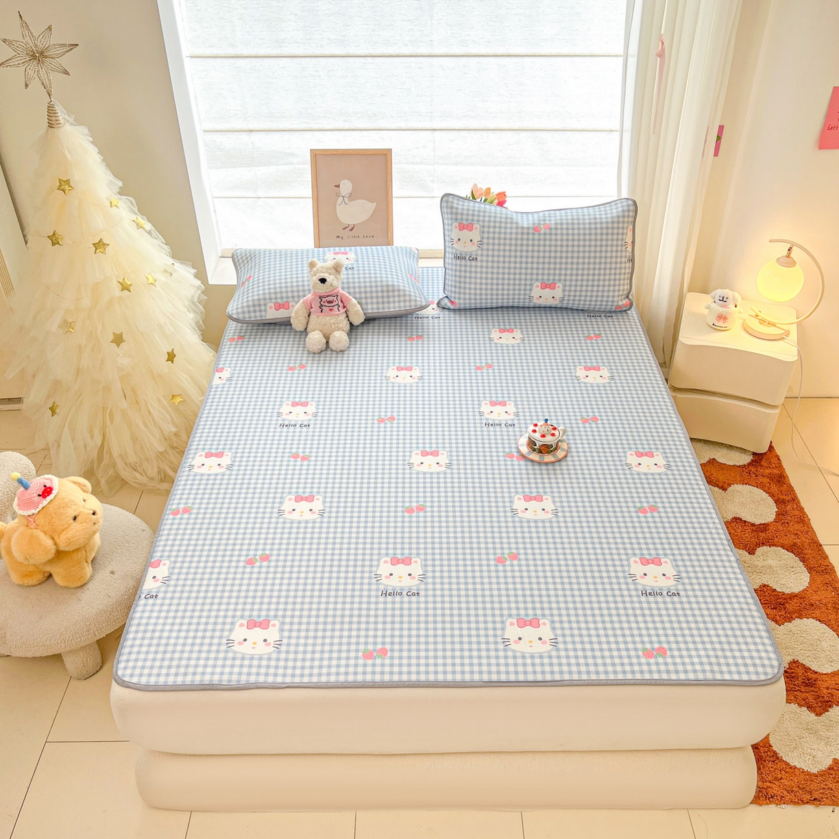 91家纺网 家纺一手货源 找家纺 川悦生活 2026新款小阪冰丝冰丝数码印花凉席大床 席草莓喵