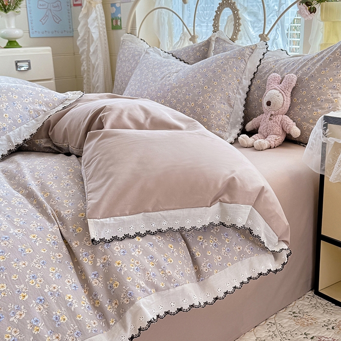 91家纺网 家纺一手货源 找家纺 乐窝家纺仓储 2026新款古法水洗云感棉印花四件套 古法-浅黄云絮