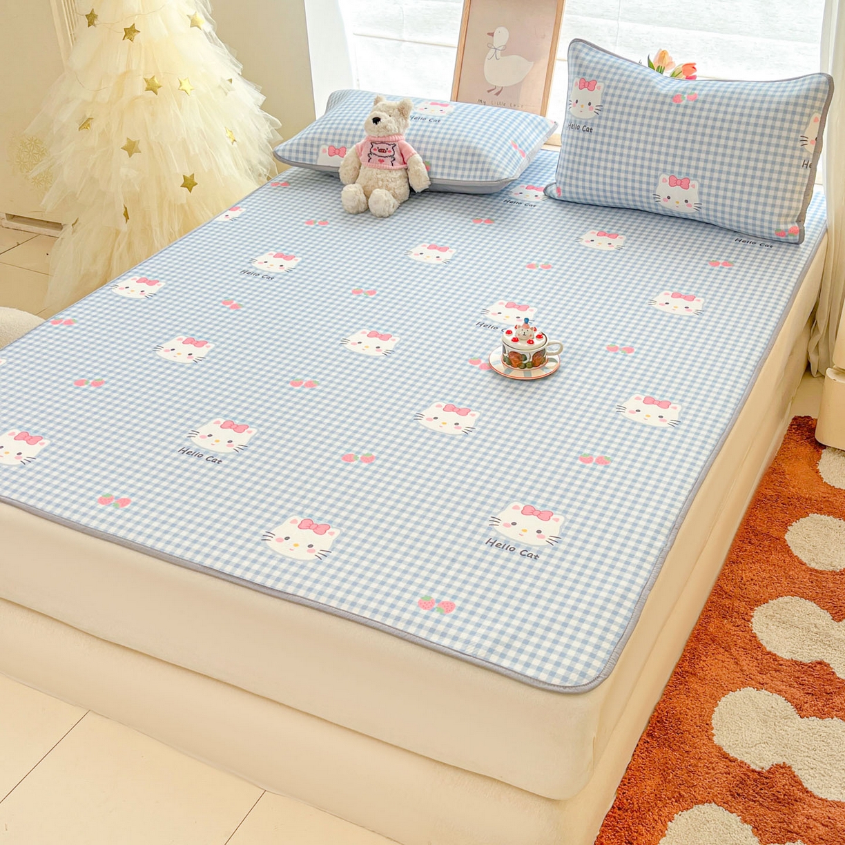 91家纺网 家纺一手货源 找家纺 川悦生活 2026新款小阪冰丝冰丝数码印花凉席大床 席草莓喵