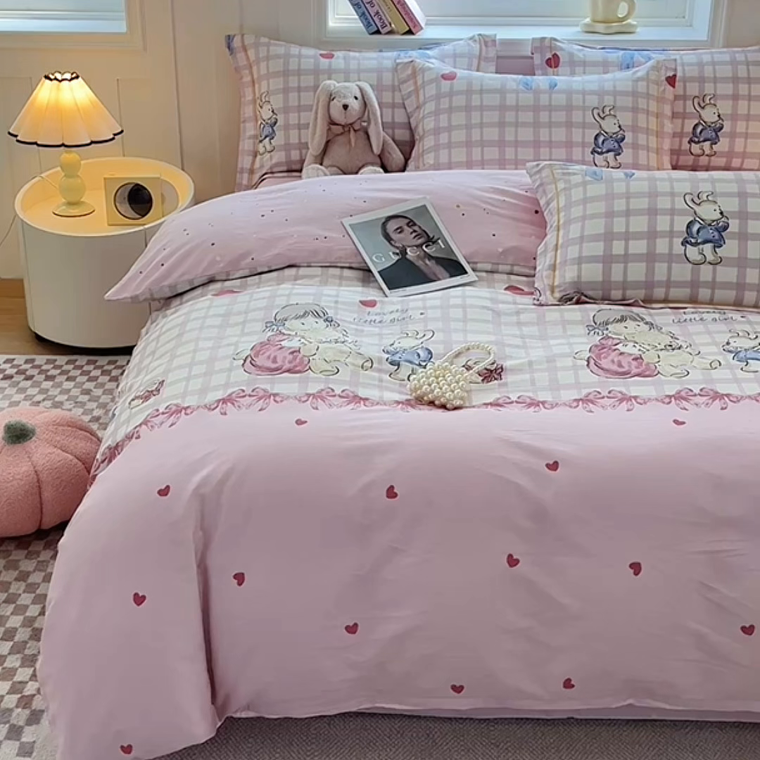 91家纺网 家纺一手货源 找家纺 宇彬家纺 2026新款13070A类全棉纯棉印花单被套被套单件-一字绣工艺款系列 一字绣 晚安宝贝