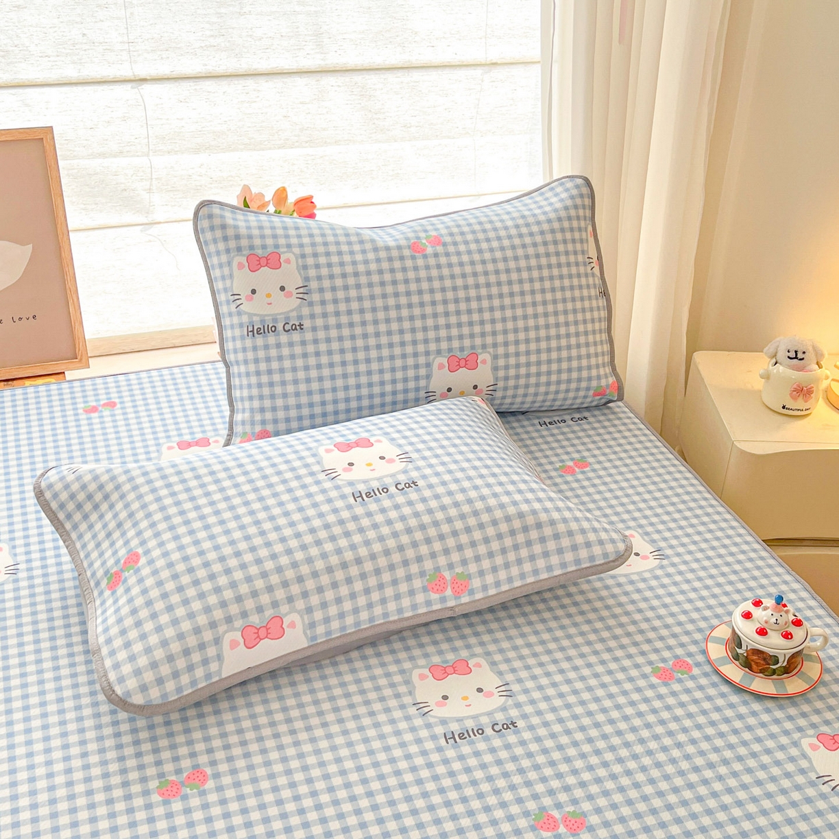 91家纺网 家纺一手货源 找家纺 川悦生活 2026新款小阪冰丝冰丝数码印花凉席大床 席草莓喵