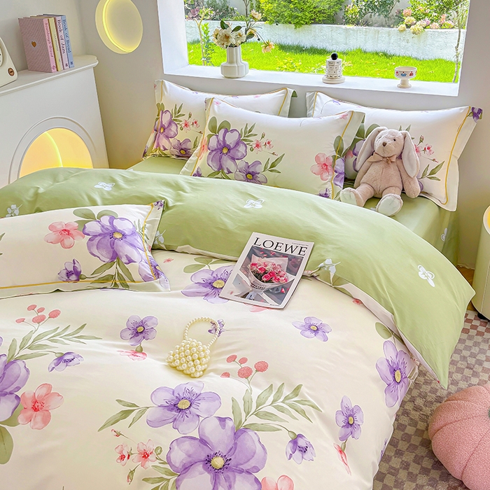 91家纺网 家纺一手货源 找家纺 宇彬家纺 2026新款13070A类全棉纯棉印花单被套被套单件-一字绣工艺款系列 一字绣 春和景明