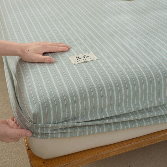 91家纺网 家纺一手货源 找家纺 恋人优选 2026新款全棉纯棉水洗棉单床笠床笠单件 简希绿条（有标款）