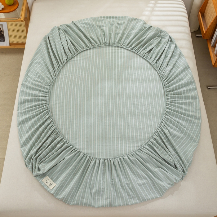 91家纺网 家纺一手货源 找家纺 恋人优选 2026新款全棉纯棉水洗棉单床笠床笠单件 简希绿条（有标款）