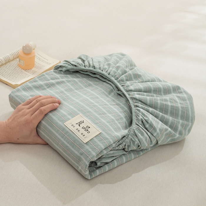 91家纺网 家纺一手货源 找家纺 恋人优选 2026新款全棉纯棉水洗棉单床笠床笠单件 简希绿条（有标款）