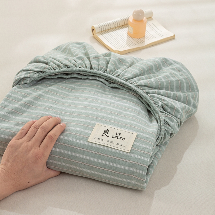 91家纺网 家纺一手货源 找家纺 恋人优选 2026新款全棉纯棉水洗棉单床笠床笠单件 简希绿条（有标款）