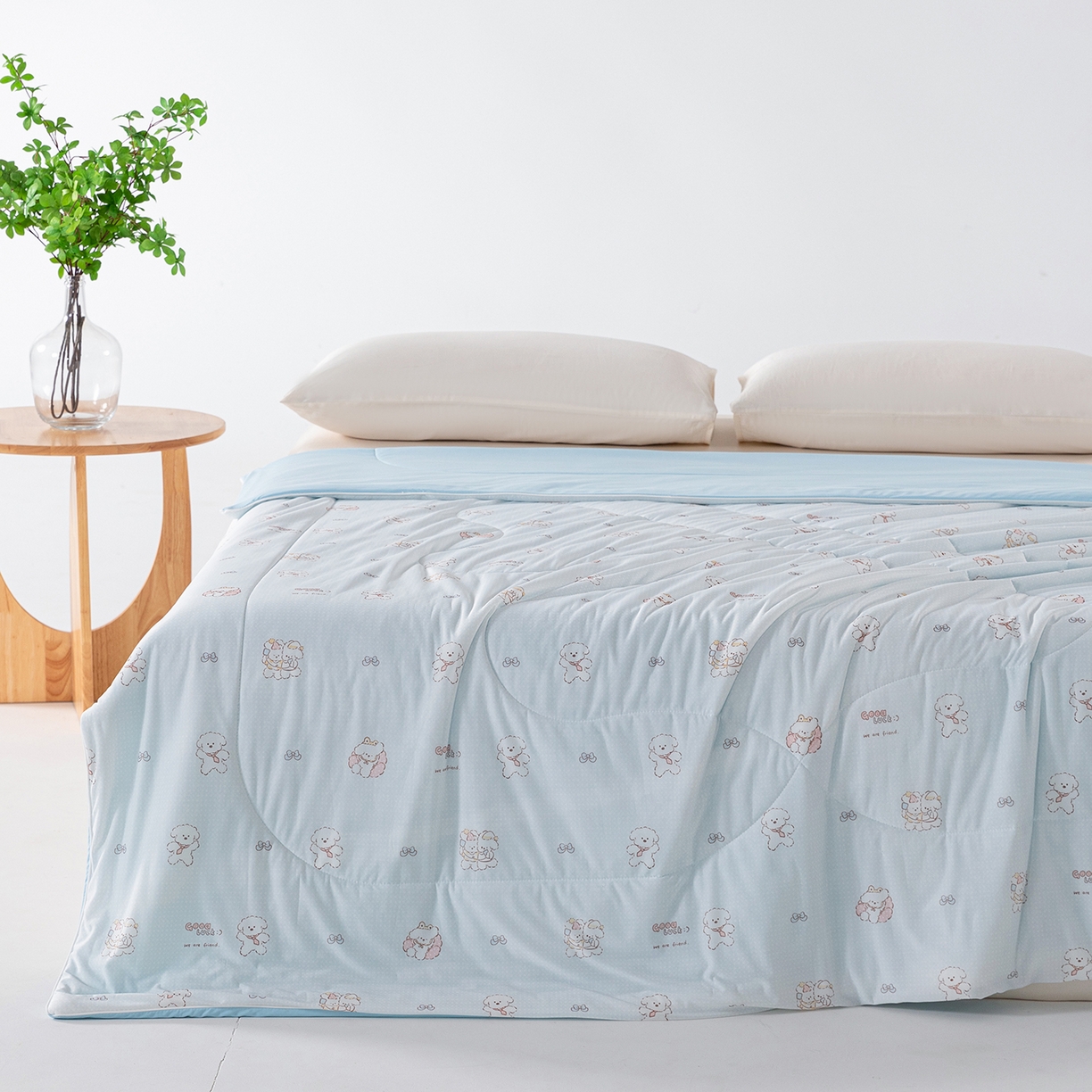 91家纺网 家纺一手货源 找家纺 卡初家居（原微来） 2026新款A类氨纶水洗冰丝凉感夏被 快乐家族-蓝