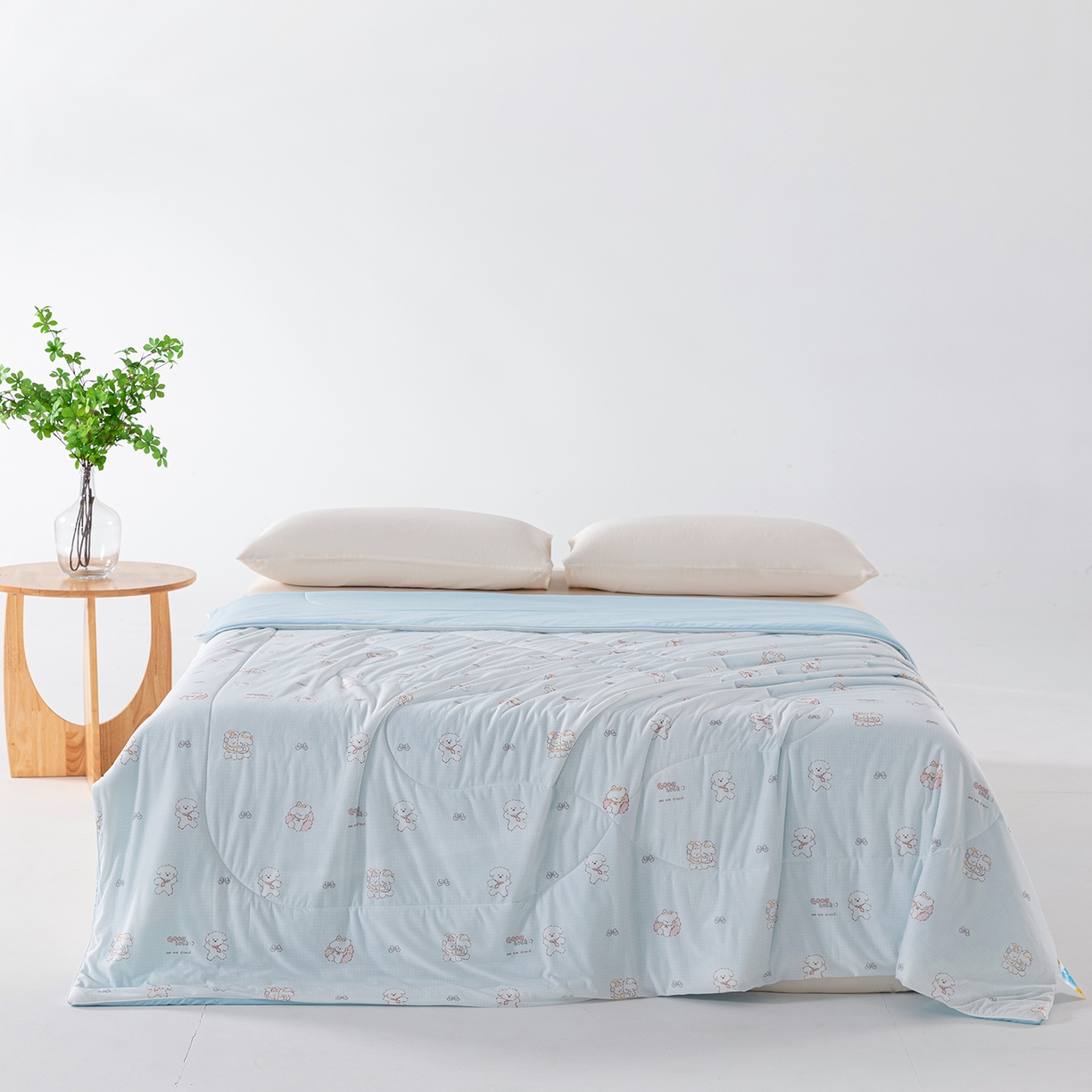 91家纺网 家纺一手货源 找家纺 卡初家居（原微来） 2026新款A类氨纶水洗冰丝凉感夏被 快乐家族-蓝