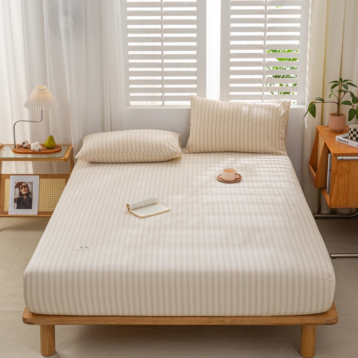 恋人优选 2026新款全棉纯棉水洗棉单床笠床笠单件 简希米条（有标款）