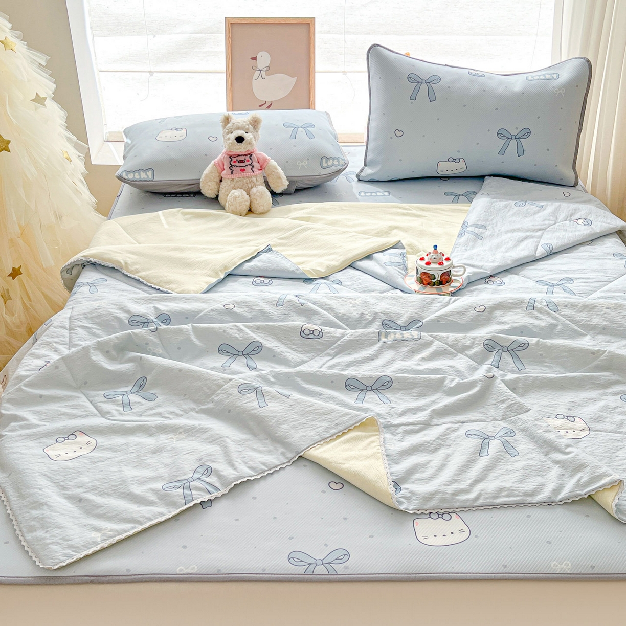 川悦生活 2026新款小阪冰丝冰丝数码印花凉席大床 席海盐小咪