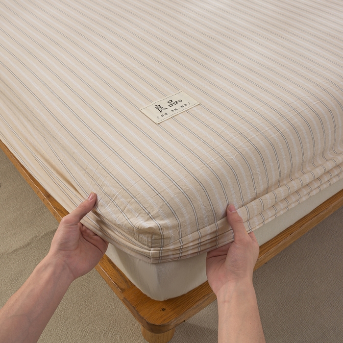 91家纺网 家纺一手货源 找家纺 恋人优选 2026新款全棉纯棉水洗棉单床笠床笠单件 简希米条（有标款）