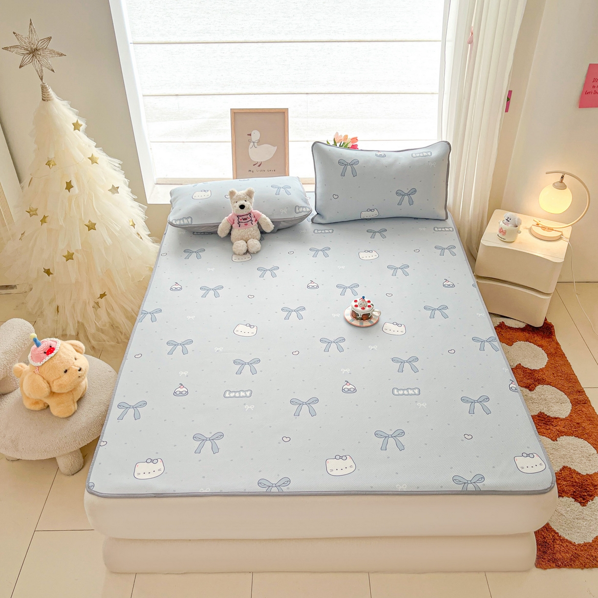 91家纺网 家纺一手货源 找家纺 川悦生活 2026新款小阪冰丝冰丝数码印花凉席大床 席海盐小咪