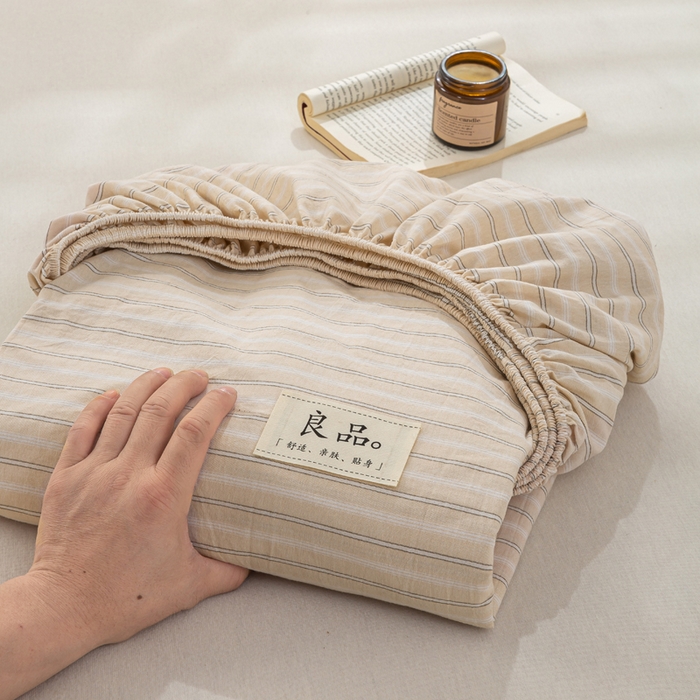 91家纺网 家纺一手货源 找家纺 恋人优选 2026新款全棉纯棉水洗棉单床笠床笠单件 简希米条（有标款）