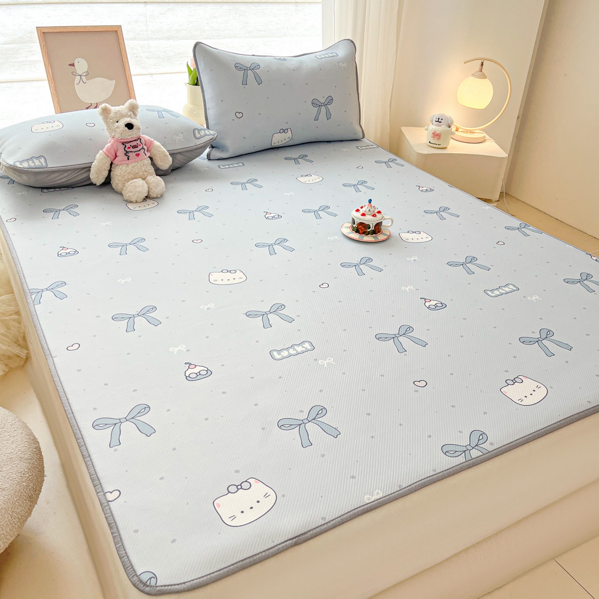 91家纺网 家纺一手货源 找家纺 川悦生活 2026新款小阪冰丝冰丝数码印花凉席大床 席海盐小咪