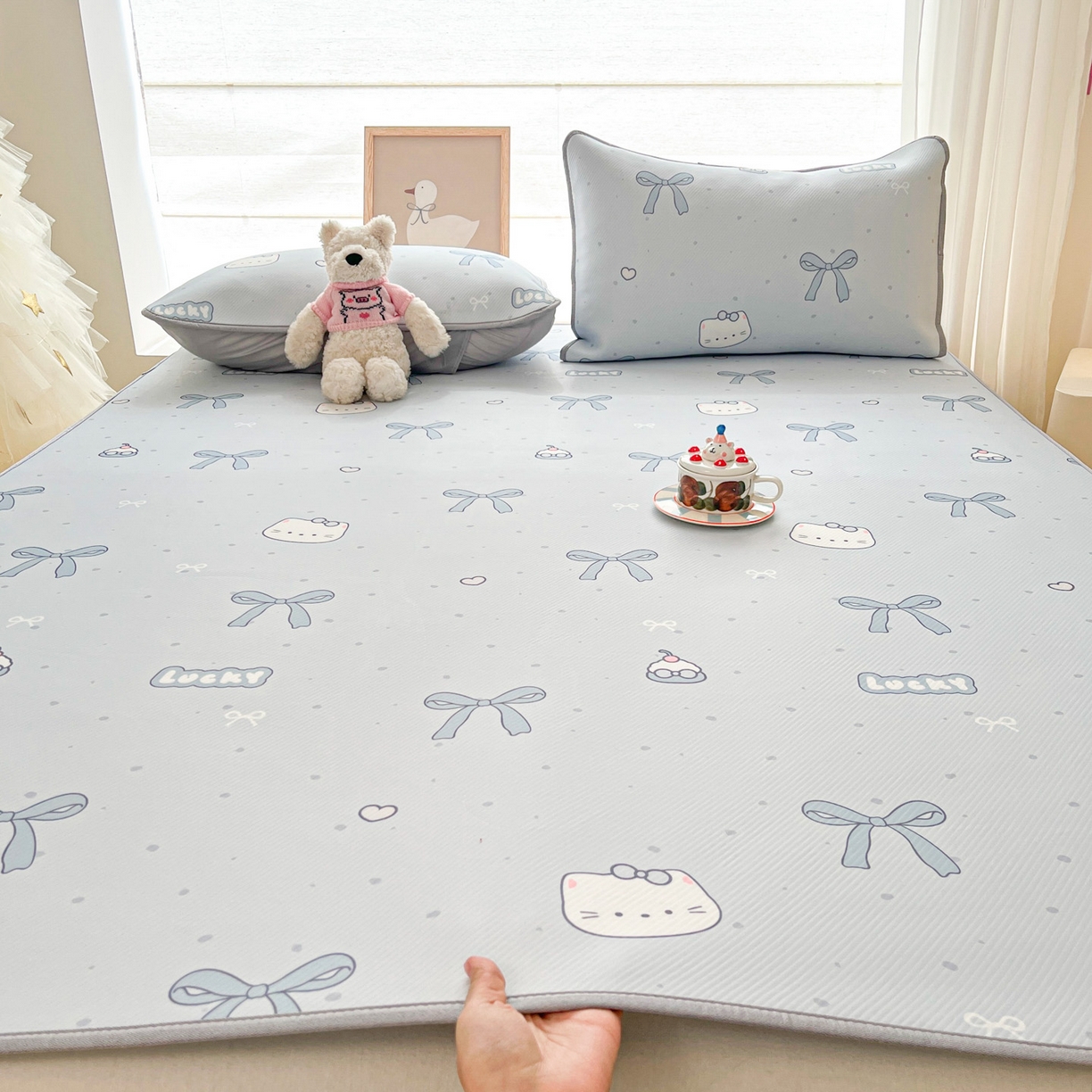 91家纺网 家纺一手货源 找家纺 川悦生活 2026新款小阪冰丝冰丝数码印花凉席大床 席海盐小咪