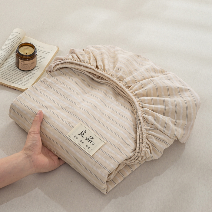 91家纺网 家纺一手货源 找家纺 恋人优选 2026新款全棉纯棉水洗棉单床笠床笠单件 简希米条（有标款）