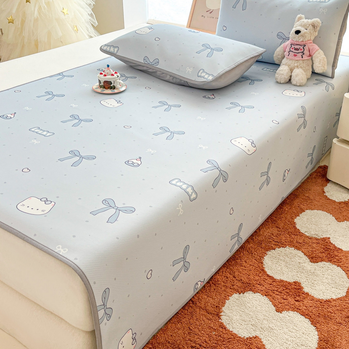 91家纺网 家纺一手货源 找家纺 川悦生活 2026新款小阪冰丝冰丝数码印花凉席大床 席海盐小咪