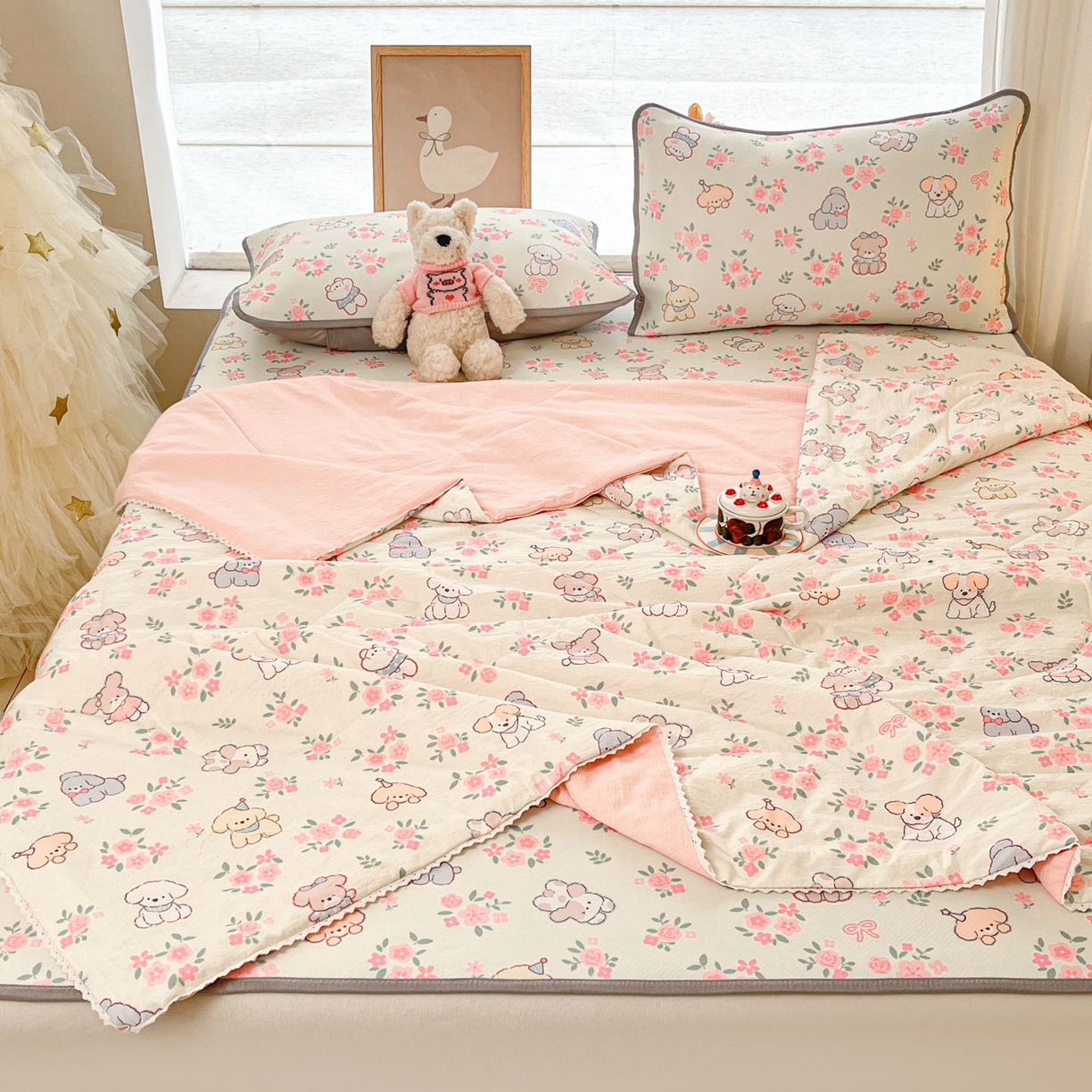 川悦生活 2026新款小阪冰丝冰丝数码印花凉席大床 席花都小狗