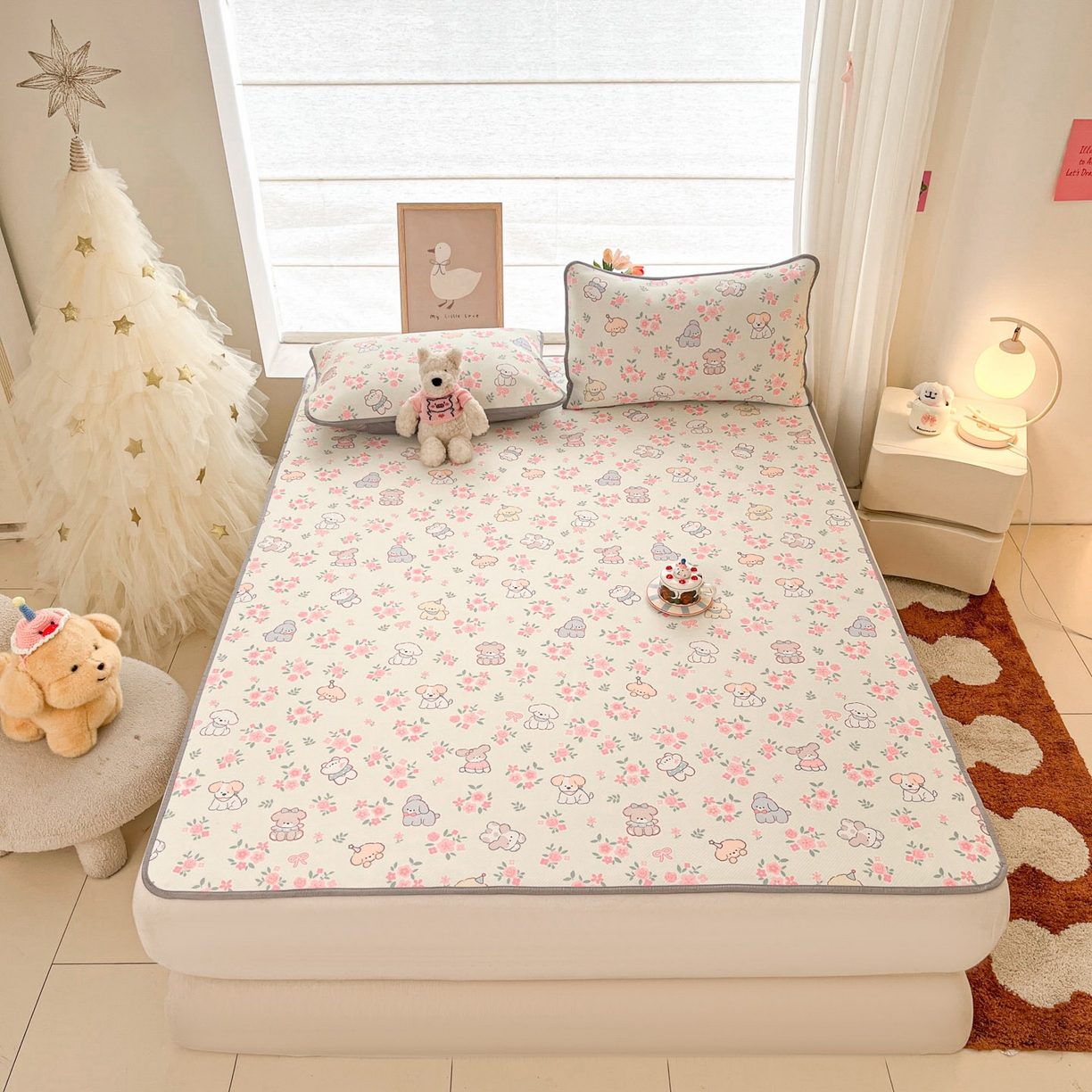 91家纺网 家纺一手货源 找家纺 川悦生活 2026新款小阪冰丝冰丝数码印花凉席大床 席花都小狗