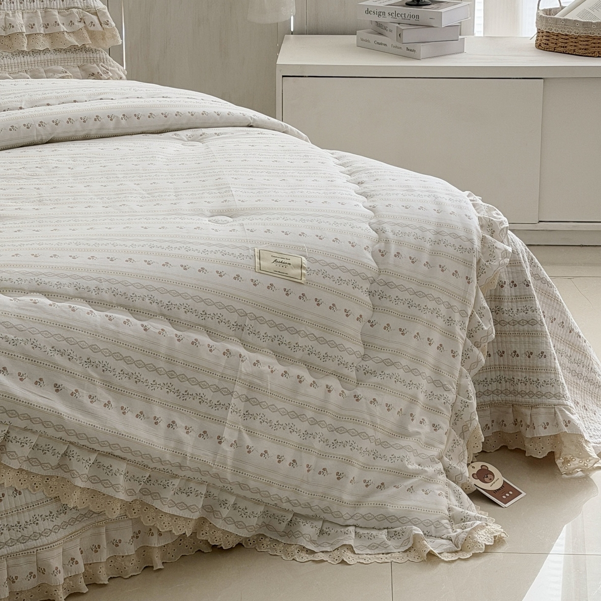 91家纺网 家纺一手货源 找家纺 佰织鑫家居 2026春夏新款全棉纯棉春秋被砂洗床盖款四件套安娜 安娜-樱桃花花