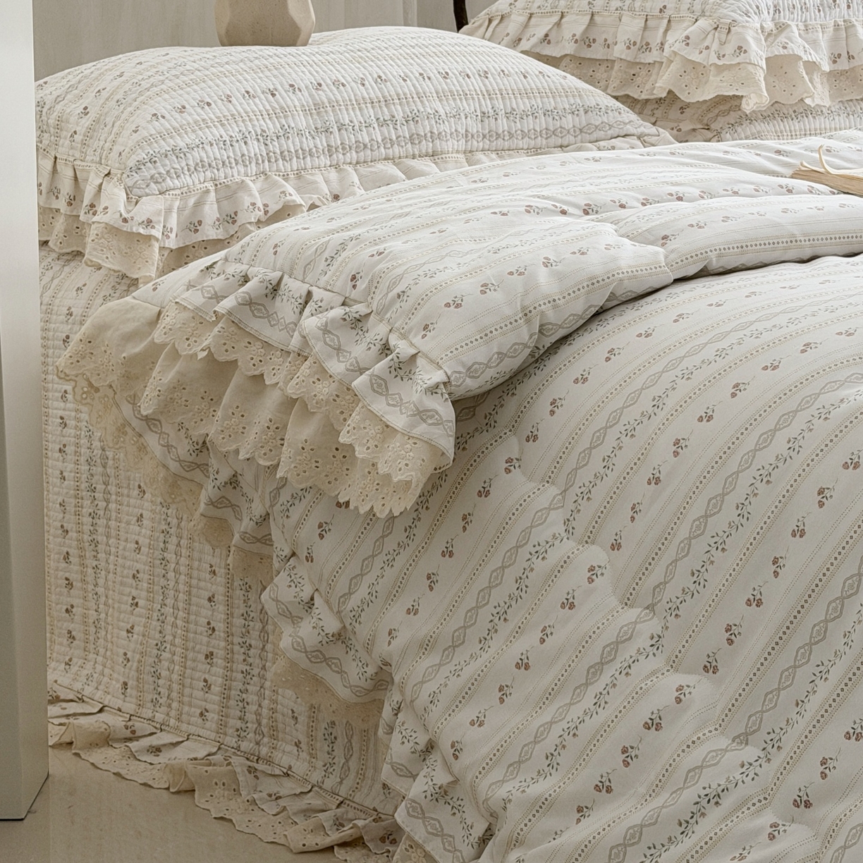 91家纺网 家纺一手货源 找家纺 佰织鑫家居 2026春夏新款全棉纯棉春秋被砂洗床盖款四件套安娜 安娜-樱桃花花