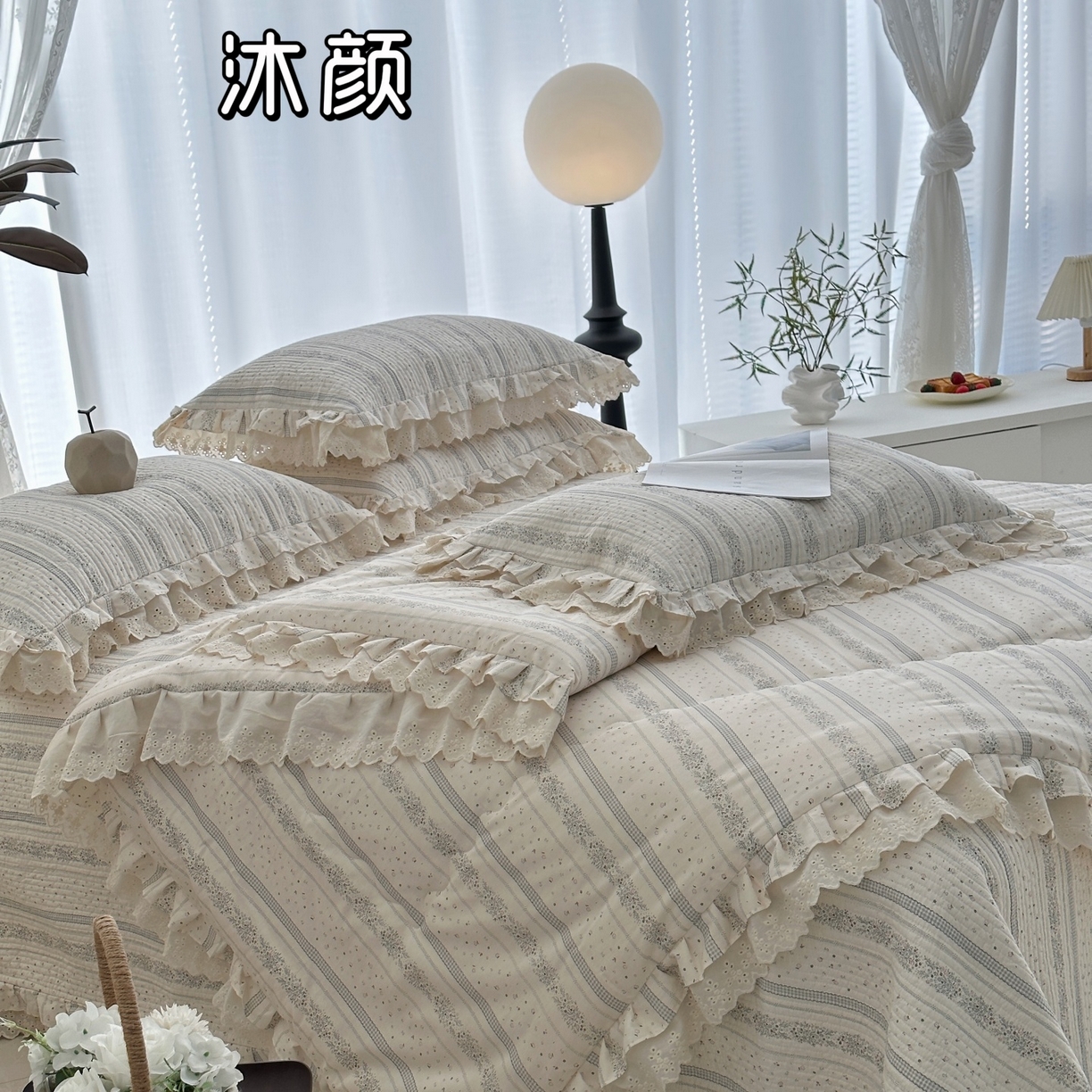 91家纺网 家纺一手货源 找家纺 （总）佰织鑫家居 2026春夏新款全棉纯棉春秋被砂洗床盖款四件套安娜