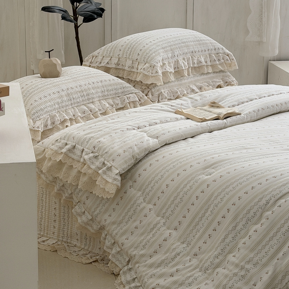 91家纺网 家纺一手货源 找家纺 佰织鑫家居 2026春夏新款全棉纯棉春秋被砂洗床盖款四件套安娜 安娜-樱桃花花