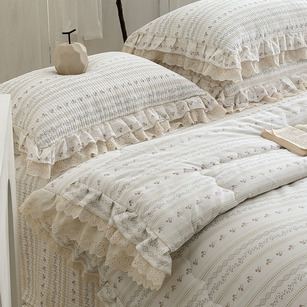 91家纺网 家纺一手货源 找家纺 佰织鑫家居 2026春夏新款全棉纯棉春秋被砂洗床盖款四件套安娜 安娜-樱桃花花