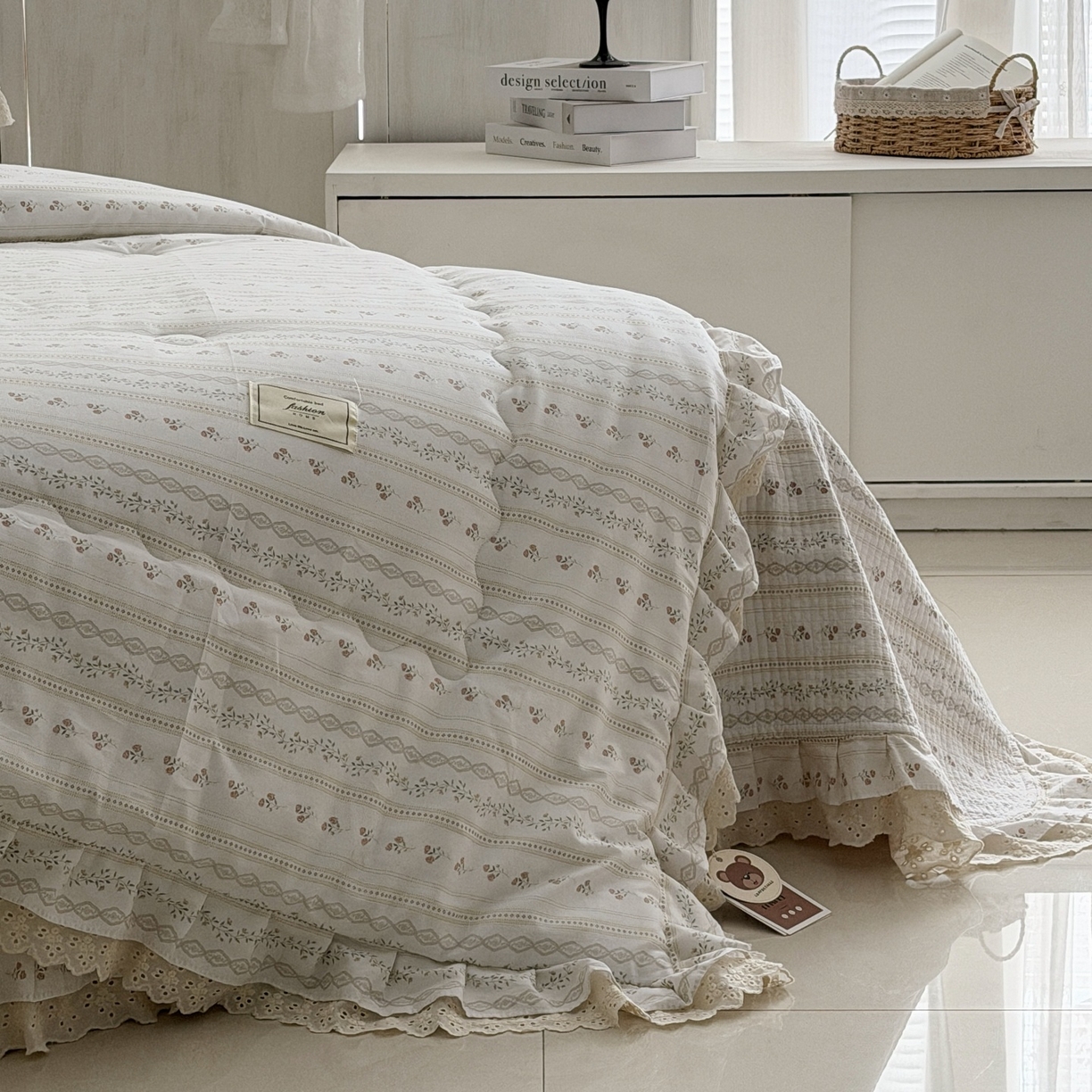 91家纺网 家纺一手货源 找家纺 佰织鑫家居 2026春夏新款全棉纯棉春秋被砂洗床盖款四件套安娜 安娜-樱桃花花