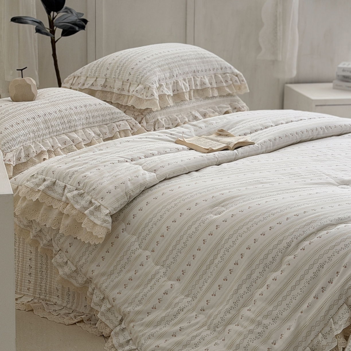 91家纺网 家纺一手货源 找家纺 佰织鑫家居 2026春夏新款全棉纯棉春秋被砂洗床盖款四件套安娜 安娜-樱桃花花