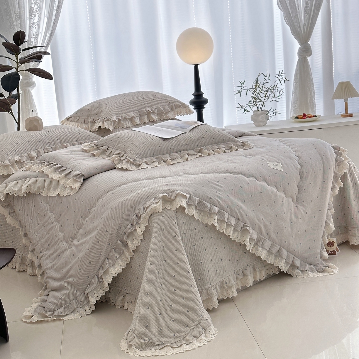 91家纺网 家纺一手货源 找家纺 佰织鑫家居 2026春夏新款全棉纯棉春秋被砂洗床盖款四件套安娜 安娜-心悸