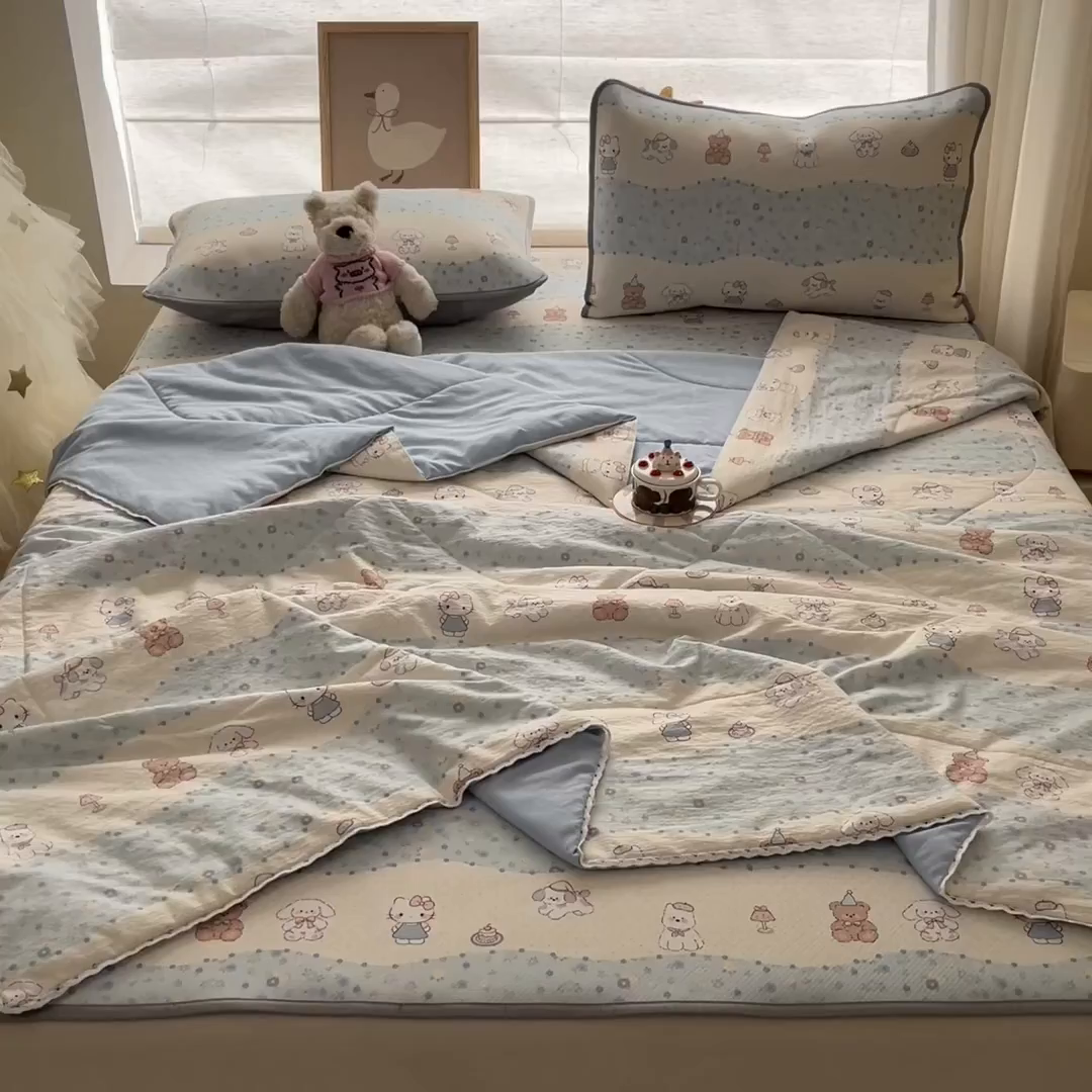 91家纺网 家纺一手货源 找家纺 川悦生活 2026新款小阪冰丝冰丝数码印花凉席大床 席花田乐园