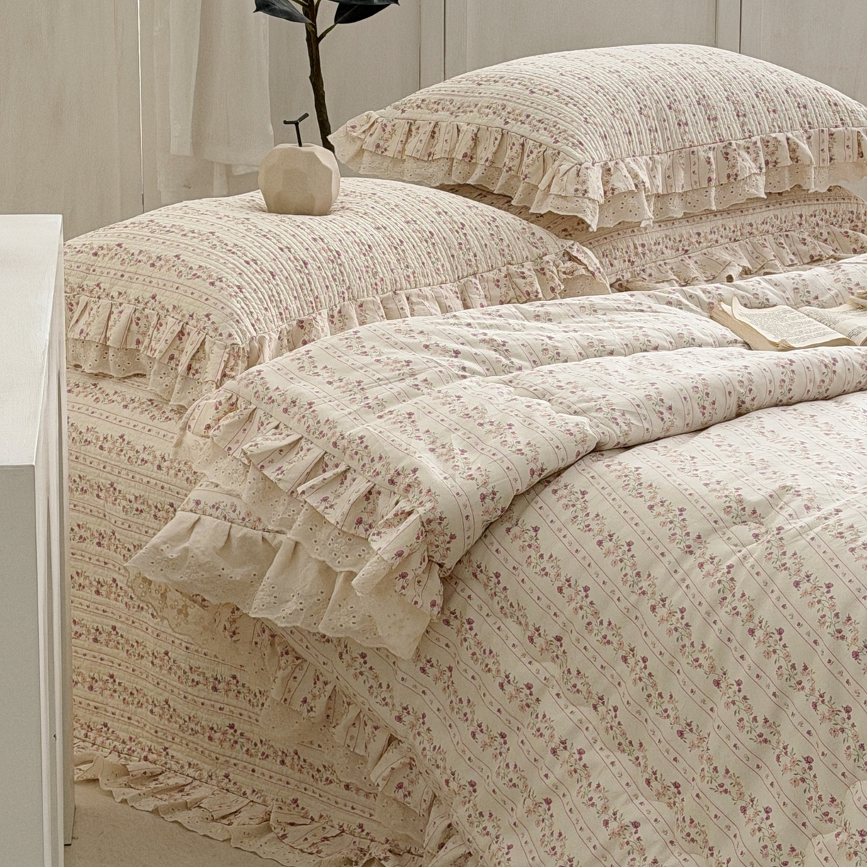 91家纺网 家纺一手货源 找家纺 佰织鑫家居 2026春夏新款全棉纯棉春秋被砂洗床盖款四件套安娜 安娜-紫藤花