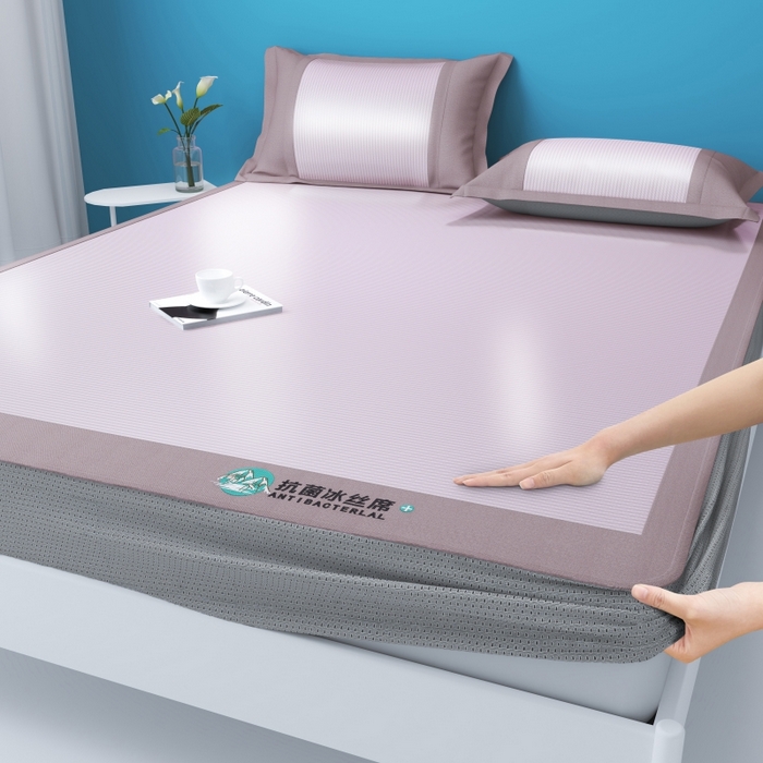 91家纺网 家纺一手货源 找家纺 （总）YYDS网供 2026新款冰丝夏天凉席冰丝席床笠可水洗家用折叠空调软席子三件套学生宿舍