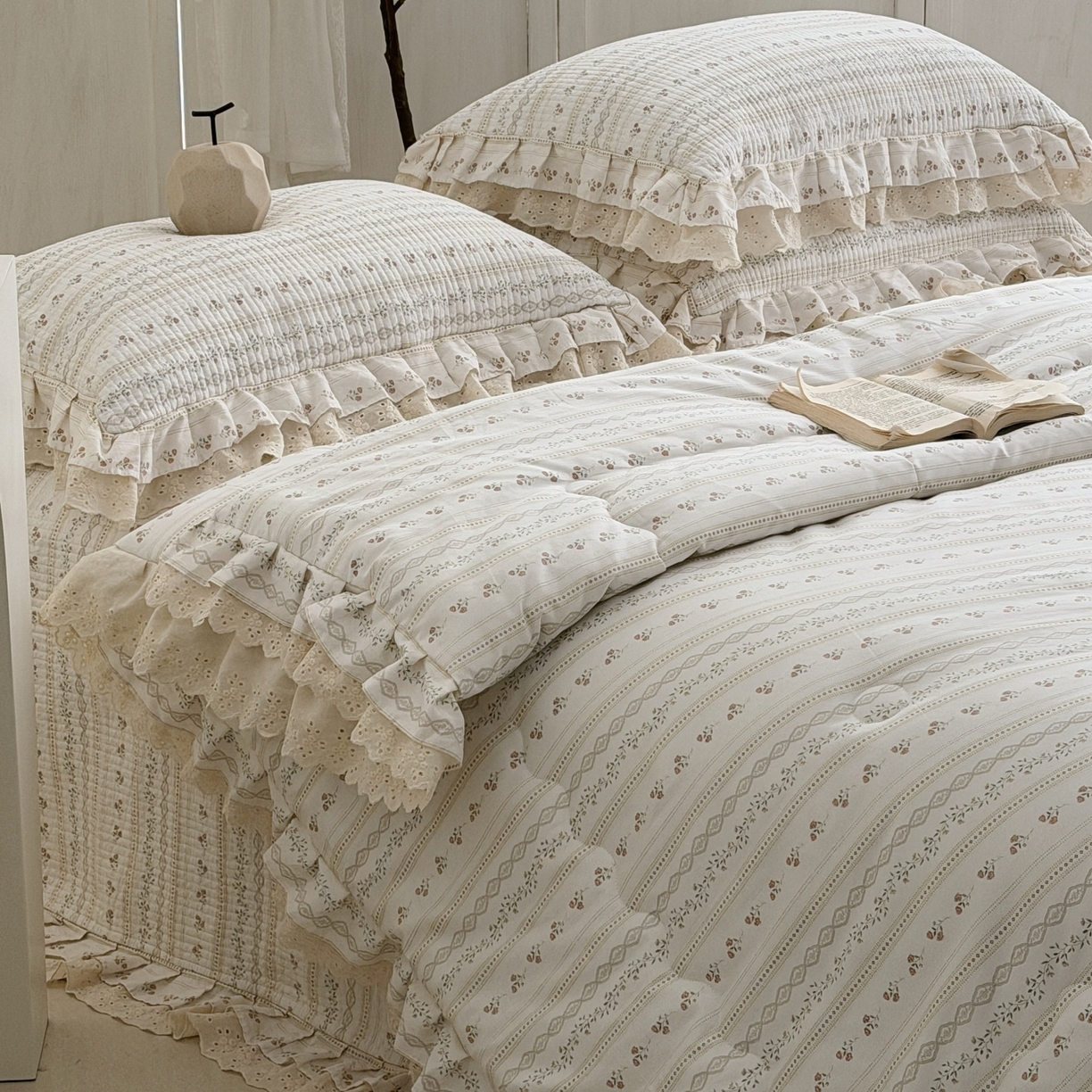 91家纺网 家纺一手货源 找家纺 佰织鑫家居 2026春夏新款全棉纯棉春秋被砂洗床盖款四件套安娜 安娜-樱桃花花