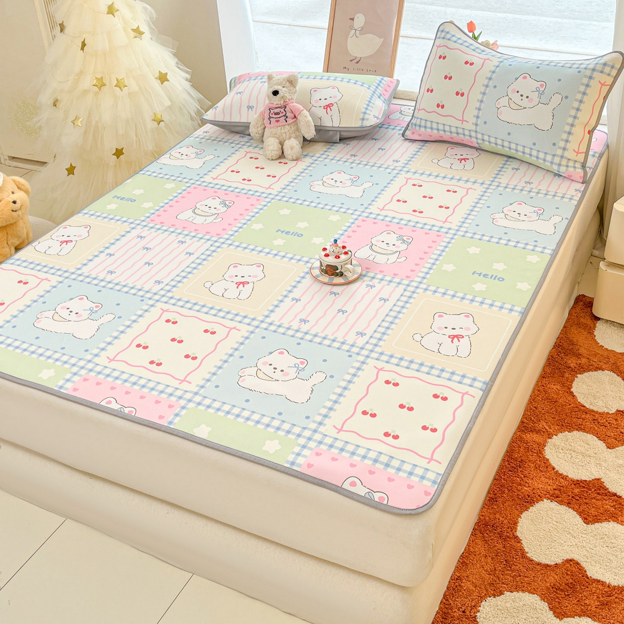 91家纺网 家纺一手货源 找家纺 川悦生活 2026新款小阪冰丝冰丝数码印花凉席大床 席画画西高地